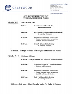 OPENING REGISTRATION DAY DAY AGENDA 2016